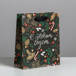 Пакет крафтовый вертикальный Еловый лес, S 12 15 5.5 см