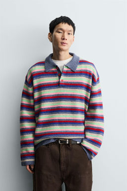 STRIPED JACQUARD KNIT POLO SHIRT - Zara фото 2