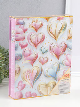 Фотоальбом на 200 фото 13×18 см «Воздушные сердца», в коробке, 5.5×23.5×29.5 см
