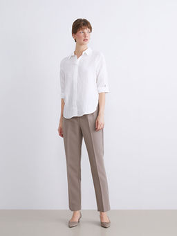 Y?ksek Bel Cigarette Kad?n Pileli Pantolon