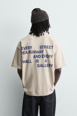 CAMISETA ESTAMPADO COMBINADO / Blanco roto