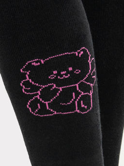 Цена за 3 пары! Колготки детские черные с рисунком в виде крылатых медведей - Mark formelle фото 4
