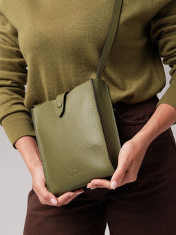 Кожаная сумка кросс-боди Leya DBR 30919 зеленая водоросль