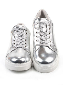 03-C1-1C GREY/SILVER Полуботинки спортивные женские (натуральная кожа)