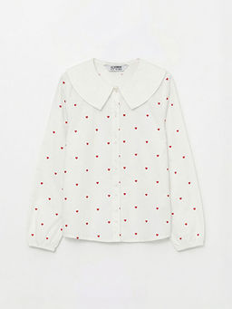 Bebe Yaka Bask?l? Poplin K?z ?ocuk G?mlek