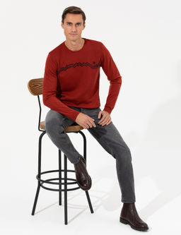 Трикотажный свитер узкого кроя с круглым вырезом Tile