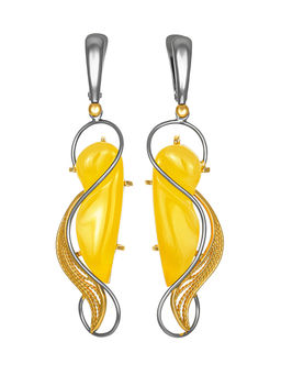 Изящные серьги Филигрань с натуральным медовым янтарём