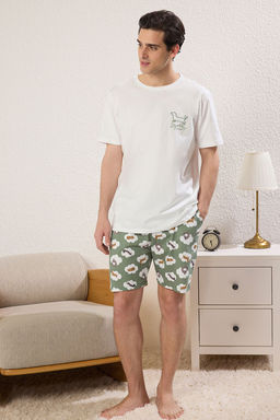 TRENDYOL MAN Lacivert Regular Fit Kopek Desenli Orme Sortlu Pijama Tak?m? TMNSS25PT00010 - Trendyolmilla фото 6