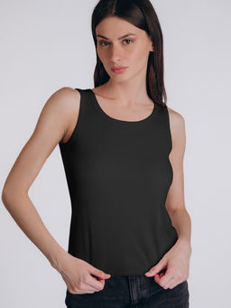 Майка женская Indefini черная хлопок с вискозой