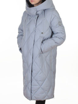 8388 GRAY/LT. BLUE Пальто стеганное зимнее женское оверсайз (200 гр. холлофайбер)