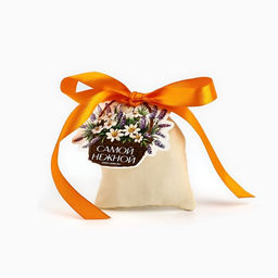 Цена за 5 шт. Мешочек подарочный из хлопка Самой нежной, 7 х 9 см +/- 1.5 см