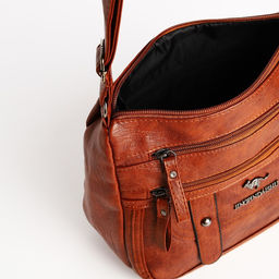 Сумка-мешок на молнии, цвет коричневый - Simaland фото 5