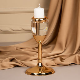 Подсвечник металлический «Безмятежность», стекло, на 1 свечу, цвет золото, 11×11×21 см