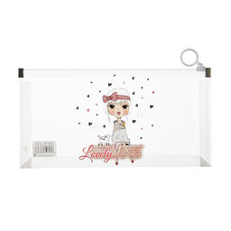 Цена за 12 шт. Папка-конверт на молнии формат А6, 180мкр, с рисунком «Маленькая девочка», МИКС