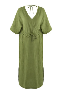 Trendyolmilla Haki Midi Dokuma Buzgu Detayl? Muslin Plaj Elbisesi TBESS25EL00008  фото 7