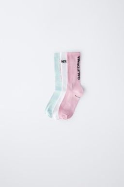 3-PACK OF TEXT KNEE-HIGH SOCKS