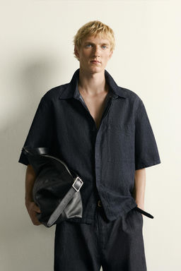 CAMISA DENIM BOXY FIT ALGOD?N - LINO / ?ndigo - Zara фото 2