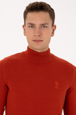 Erkek Slim Fit Yar_m Bal_k__ Yaka Kiremit Basic Kazak - U.s. polo assn фото 2