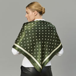 Шелковый платок 90х90 см, цвет зеленый - Мастерская ПОКРОВ фото 5