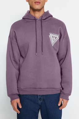 TRENDYOL MAN Turuncu %100 Pamuk Kapusonlu / Genis Kesim Kolej Bask?l? Ici Polarl? Sweatshirt TMNAW24SW00063 - Trendyolmilla фото 28