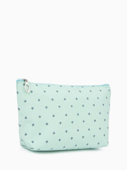 Косметичка простая на молнии, средний размер, с паттерном, зелёная