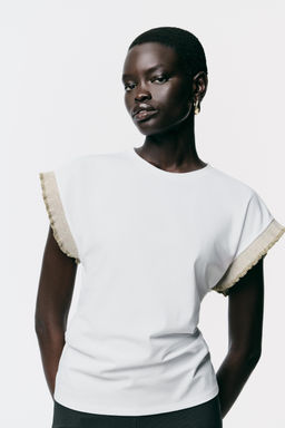 METALLIC THREAD RUFFLE T-SHIRT - Zara фото 9
