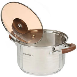 Кастрюля нержавеющая сталь 3л крышка стекло Веллингтон GS-01415-18CA серебр /DANIKS/  фото 9