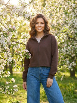 K13391 Толстовка на молнии КОРИЧНЕВЫЙ