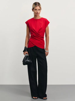 Футболка из хлопка с запахом / Zarina  фото 2