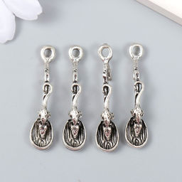 Цена за 4 шт. Сувенир кошельковый металл "Ложка с мышкой" 4,5х1,1 см