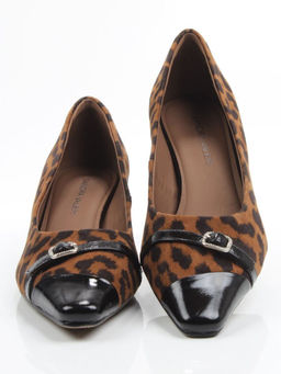 06-P3131 BLACK/LEOPARD Туфли женские (натуральная замша, натуральная кожа)