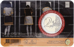 2 евро 2023 года Бельгия 75 лет женского избирательного права в Бельгии (в блистере,текст на лицевой стороне блистера на фламандском и английском)