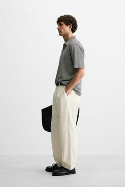 STRIPED LINEN/COTTON POLO SHIRT - Zara фото 4