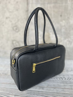 Женская кожаная сумка бочонок 1003 Блек