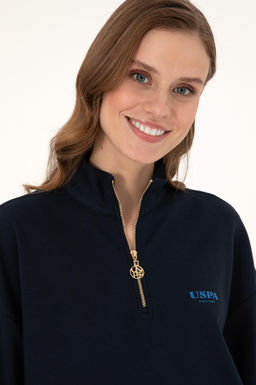 Женский темно-синий свитшот на молнии с высоким воротником Неожиданная скидка в корзине - U.s. polo assn фото 2