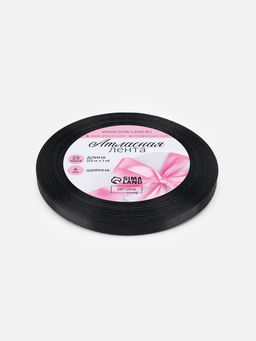 Цена за 10 шт. Лента атласная, 6 мм, 231 м, чёрная №39 - Арт узор фото 5