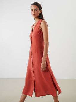 V Yaka A Kesim Modal Kar???ml? Elbise