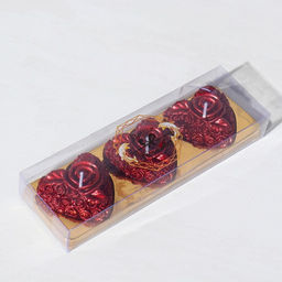 Набор свечей декоративных «Сердце с розой», 3 шт., 5×2.5 см, красный