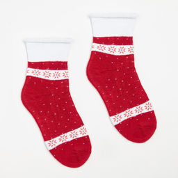 Цена за 6 шт. Носки женские махровые «Снежинки», цвет бордо, размер 23-25