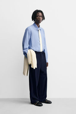 CREASED-EFFECT STRIPED FLOWING SHIRT - Zara фото 4