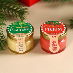 Подарочный набор Новогодняя почта в коробке-ёлке: чай чёрный со вкусом: яблочный штрудель 20 г., крем-мёд с клубникой и лесным орехом 60 г (2 шт. х 30 г)., молочный шоколад 27 г. - Фабрика счастья фото 2