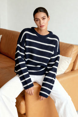 Camel Genis Kal?p Cizgili Triko Kazak TWOAW23KZ00720 - Trendyolmilla фото 40