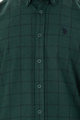 Мужская темно-зеленая рубашка с длинным рукавом - U.s. polo assn фото 6