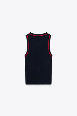 CONTRAST STITCH SLEEVELESS KNIT TOP - Zara фото 6
