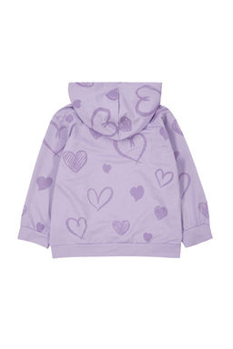 Pembe K?z Cocuk Mevsimlik-Ince Kalp Desenli Pamuklu Kapusonlu Orme Sweatshirt TKDAW25SW00002 - Trendyolmilla фото 8