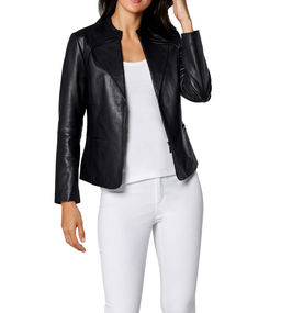 Кожаная куртка, черная - Linea tesini фото 3