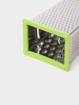 Тёрка четырёхгранная Доляна «Энергия», 10×8×20 см, прорезиненное дно, нержавеющая сталь, зелёная