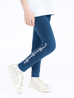 Легинсы для девочки индиго с узором
