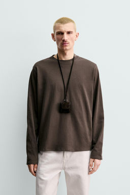 CAMISETA MEDIUM WEIGHT MANGA LARGA ORIGINS / Marr?n - Zara фото 2