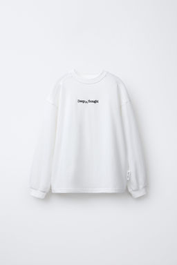 CAMISETA TEXTO BORDADO / Blanco roto - Zara фото 2